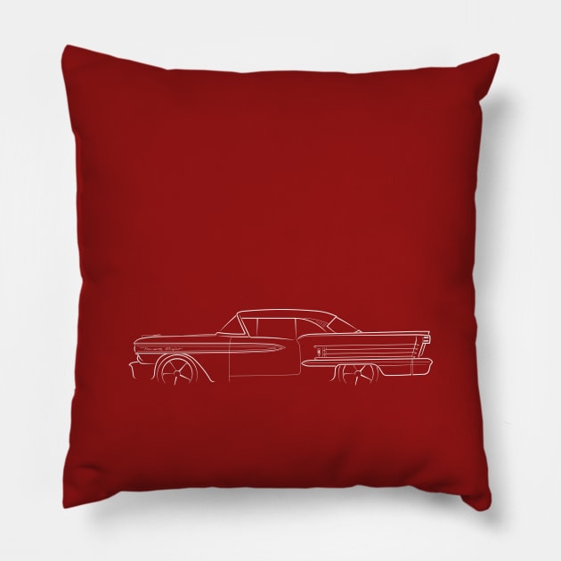 1958 Oldsmobile Ninety Eight - profile stencil, white Pillow by mal_photography