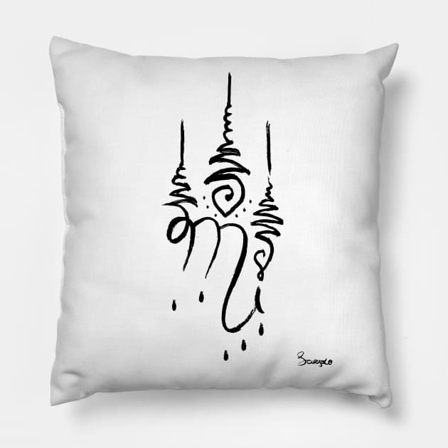 Scorpio  Zodiac Unalome Birthday Minimalistic Distressed Elegant Zen Goth Pillow by Whimsical Splendours