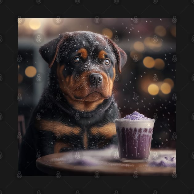 Rottweiler Puppy Snowy Art by Enchanted Reverie