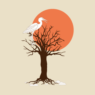 heron on the tree in the sunset T-Shirt