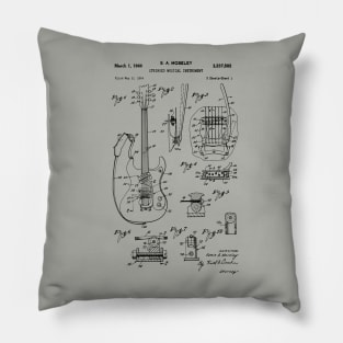 Bass Guitar Patent Blueprint 1966 Pillow