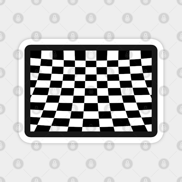 Warped perspective coloured checker board effect grid black and white Magnet by Russell102