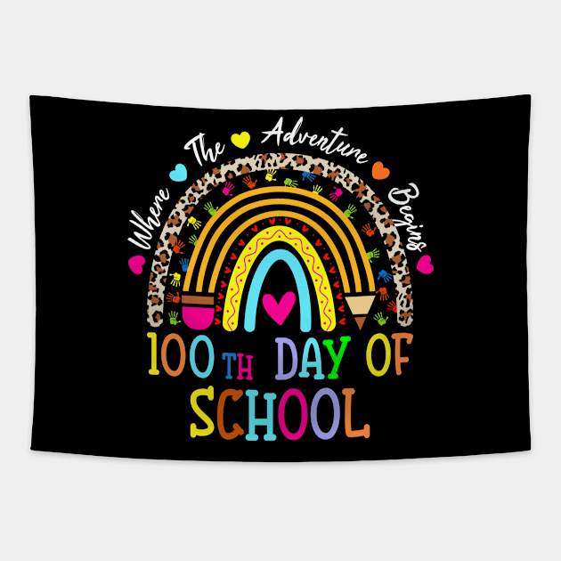 100th Day Of School Teacher - 100 Days Smarter Rainbow Tapestry by uglygiftideas