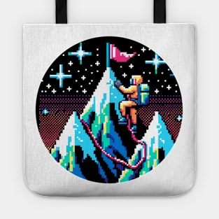 Neon Mountain Climbing - 8-Bit Summit Adventure Tote