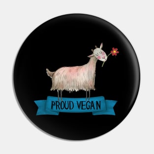 Proud Vegan Cute Goat With Flower Illustration Pin