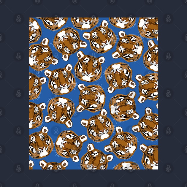 Tiger print pattern on a blue background by OneThreeSix