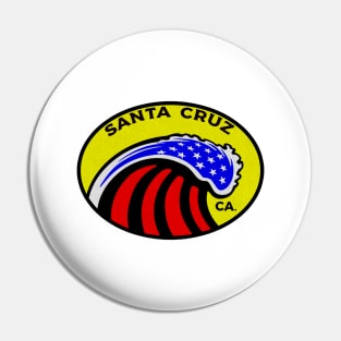 Santa Cruz California Surfing Surf Patriotic Wave Pin