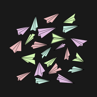 Pastel colors doodle of paper planes pattern T-Shirt