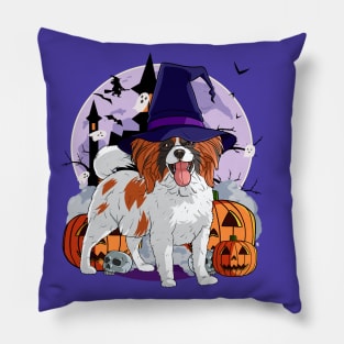 Papillon Cute Dog Scary Halloween Witch Pumpkin Pillow