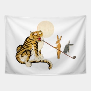 Minhwa: Tiger and Rabbits C Type (Korean traditional/folk art) Tapestry