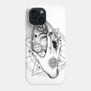 Ouija board Tattoo Hand - black Phone Case