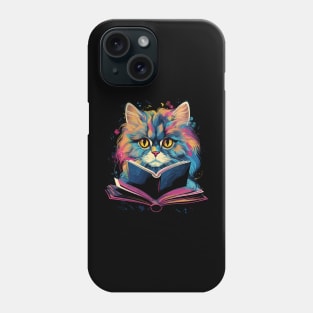 Persian Cat Reads Book Phone Case