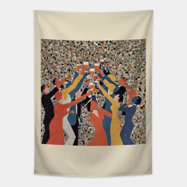 party Cubism painting Tapestry by nonagobich