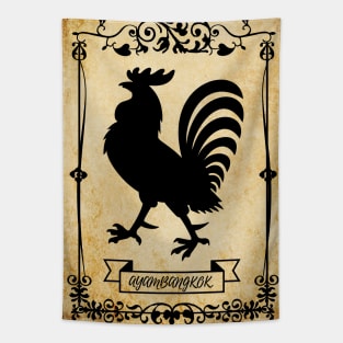 Ayam Bangkok, Black Retro Style Frame Tapestry