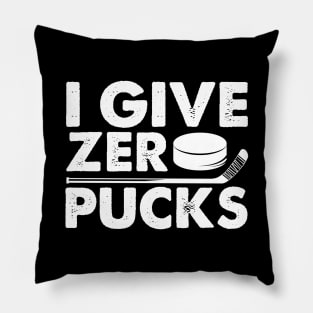 Funny I Give Zero Pucks Ice Hockey Players Pun Pillow