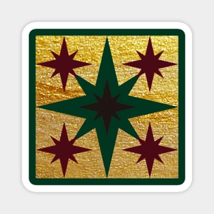 Red, Green and Gold Star Design Magnet