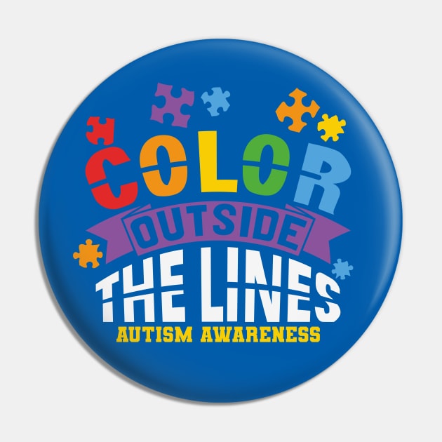 Autism Awareness - Go Blue for Autism Pin by Peter the T-Shirt Dude