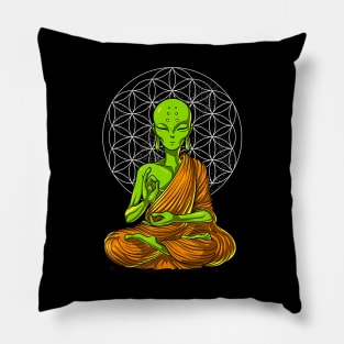 Alien Yoga Meditation Buddha UFO Zen Cosmic Flower Of Life Pillow