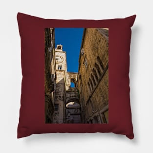 Pjaca Clock Tower and Iron Gate, Split, Croatia Pillow