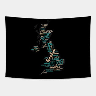 Maps of United Kindom in words Tapestry