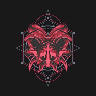 PINK SAMURAI MASK SACRED GEOMETRY T-Shirt