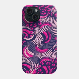 Pink and Navy Palms and Bananas Phone Case