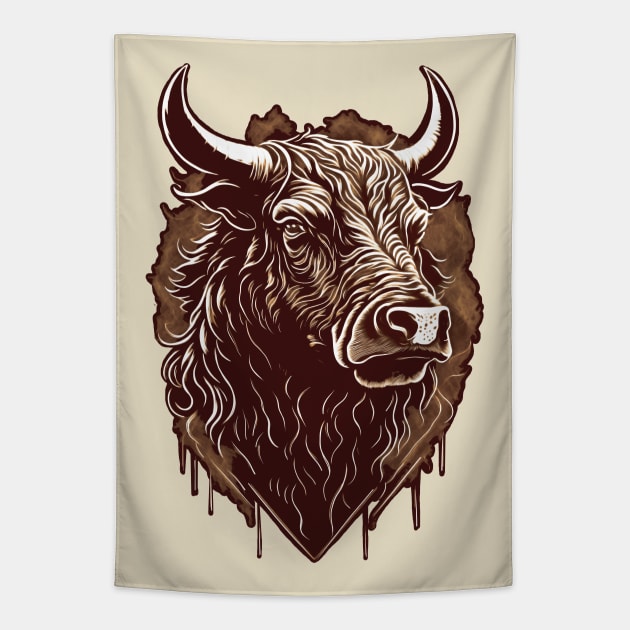 Bull Face Tapestry by TMBTM