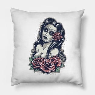 Day Of The Dead Girl Calavera Pillow