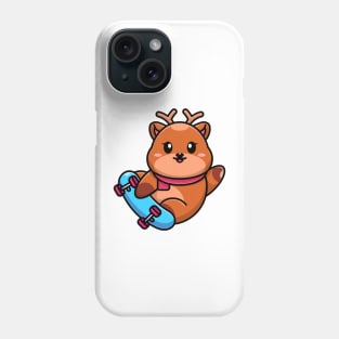 Cute deer play skateboard cartoon Phone Case