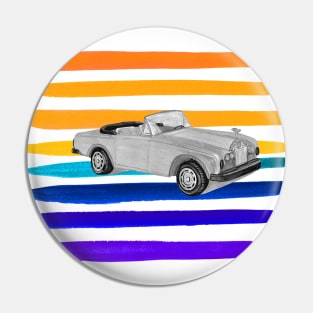 Black vintage car  with colorful gouache painted background Pin