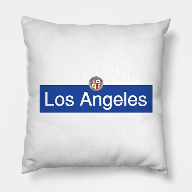 Los Angeles Street Sign City Hall Architecture Buildings Skyline Urban Hollywood Venice DTLA Pillow by Shirtsurf