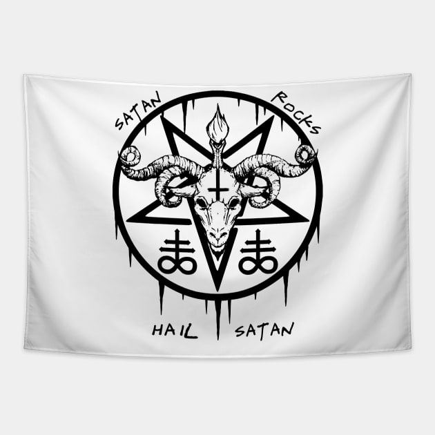 HAIL SATAN - SATAN ROCKS - BAPHOMET Tapestry by Tshirt Samurai