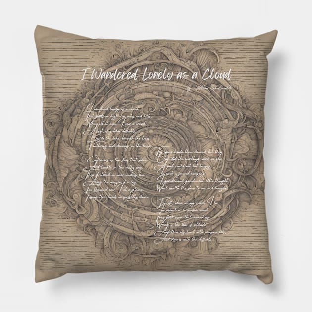 "I Wandered Lonely as a Cloud" by William Wordsworth Pillow by Poemit