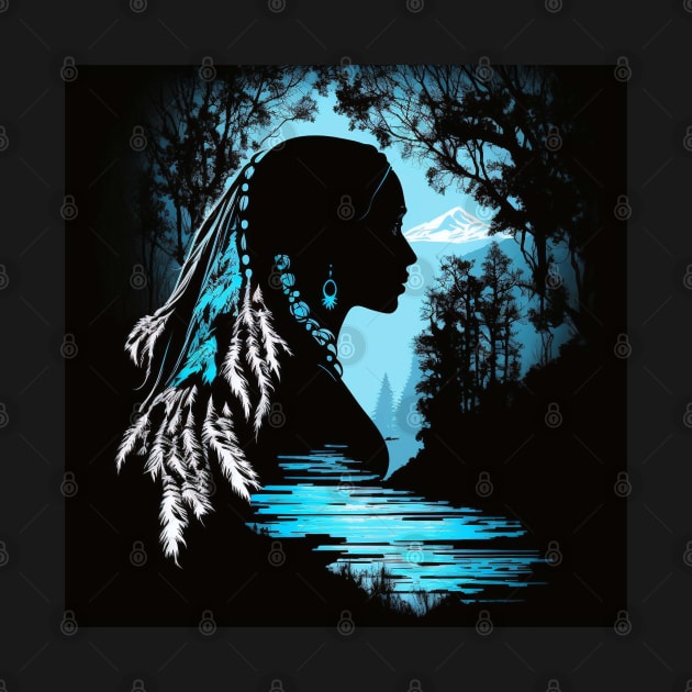 Native American Woman Silhouette by AI studio