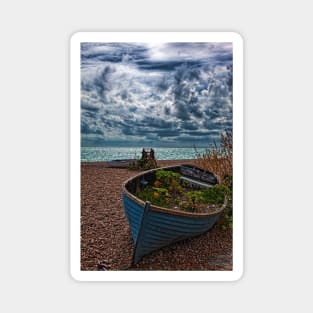 Old Beached Fishing Boats On a Cloudy Day Magnet