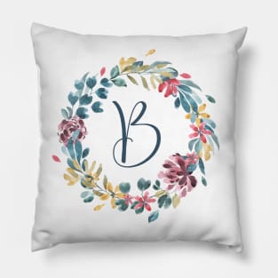 Floral Monogram B Colorful Full Blooms Pillow