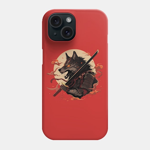 samurai wolf Phone Case by fancy ghost