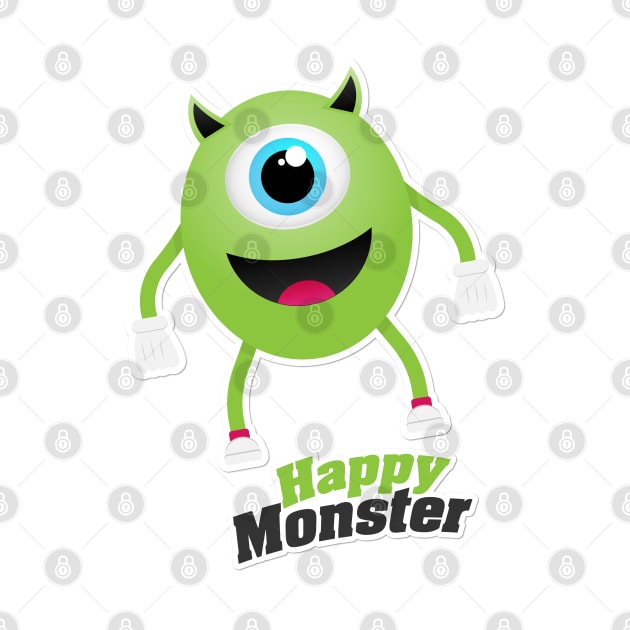 Happy Monster Character for Boys Men Girls Women Kids by Azizshirts