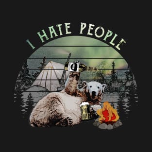 I Love Camping I Hate People Funny Vintage Aurora T-Shirt T-Shirt