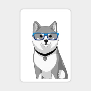 Cute Shiba Inu Dog with Nerdy Blue Glasses - Anime Wallpaper Magnet