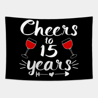 Cheers to 15 years Anniversary Gifts For Couple, Women and Men Tapestry