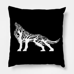 Wolf tree blend cute cool colorful Pillow