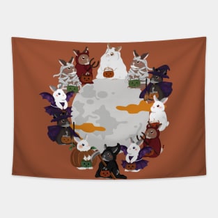 Rabbit Halloween Circle Moon Design _ Bunniesmee Halloween Edition Tapestry