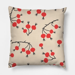 Rose Hips Branches Seamless Pattern Pillow