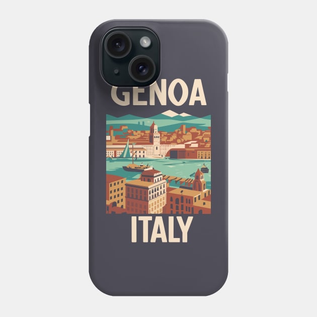 A Vintage Travel Art of Genoa - Italy Phone Case by goodoldvintage