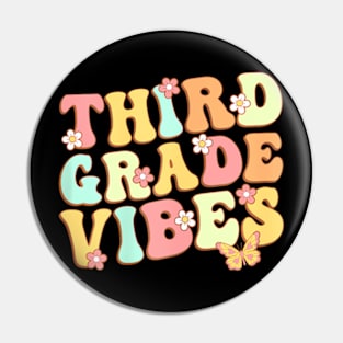 Third Grade Vibes  Team 3rd Grade Teacher Kids Retro Pin