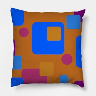 RRetro Abstract Dream Space in Deep Orange Blue and Magenta Pillow