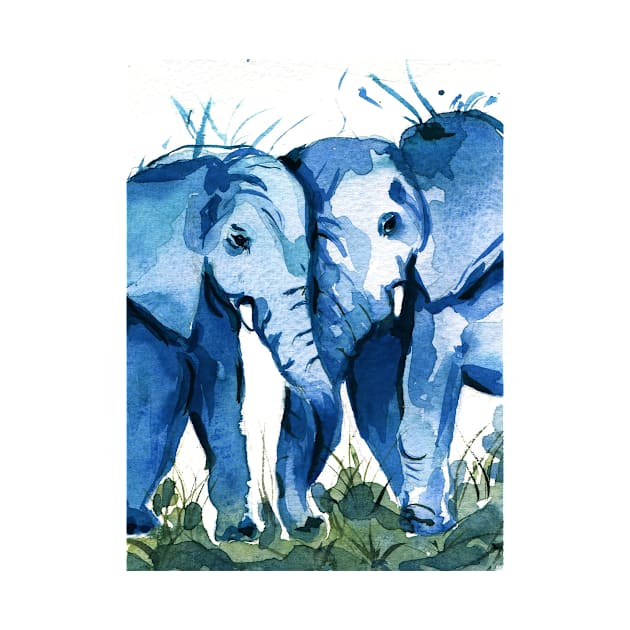 Elephants watercolor by NadiiaGogol