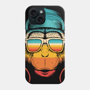 millennial chimp headphones hat music vintage colors Phone Case