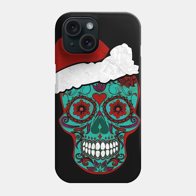 Gothic Christmas - Smiling Sugar Skull Santa Claus 3 Phone Case by EDDArt